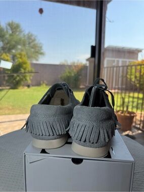 Diamond Supply Co. Gray Suede Fringe Cowboy Moccasin Boots